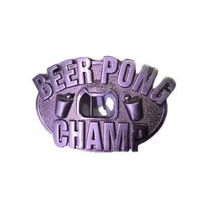 **Beer Pong Champ** Bottle Opener Pewter Funny Belt Buckle By Kalan